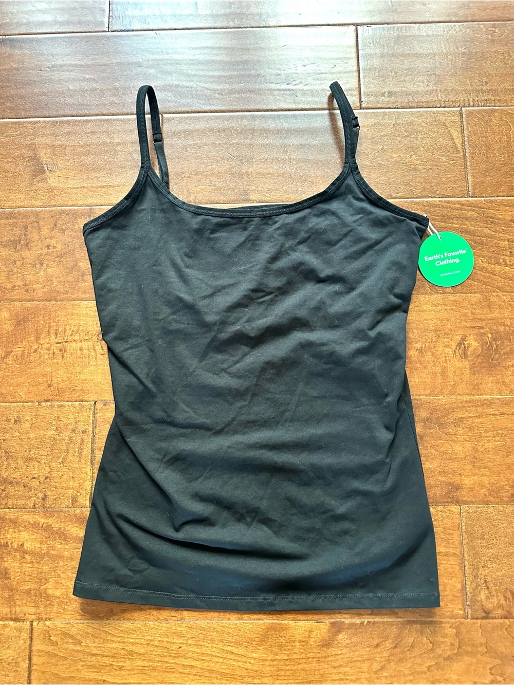 Pact NWT Black Organic Cotton Shelf Bra Cami Tank Large - Picture 2 of 7